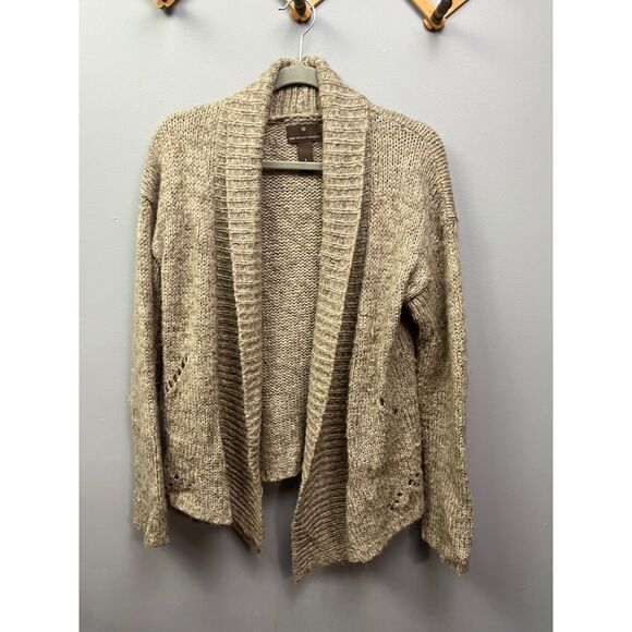Fenn Wright Manson Sweater Womens‎ size Large tan wool blend open front cardigan - Picture 1 of 4